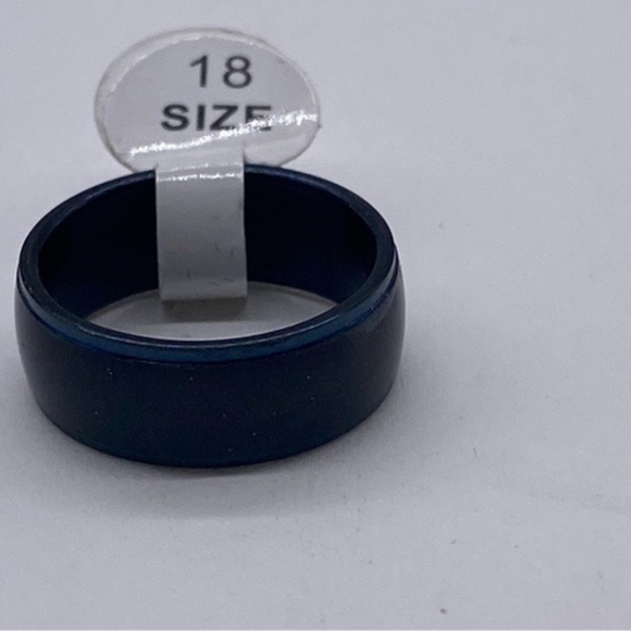 Stainless Steel Unisex Ring Black with Glitter Size 8 - Picture 1 of 8